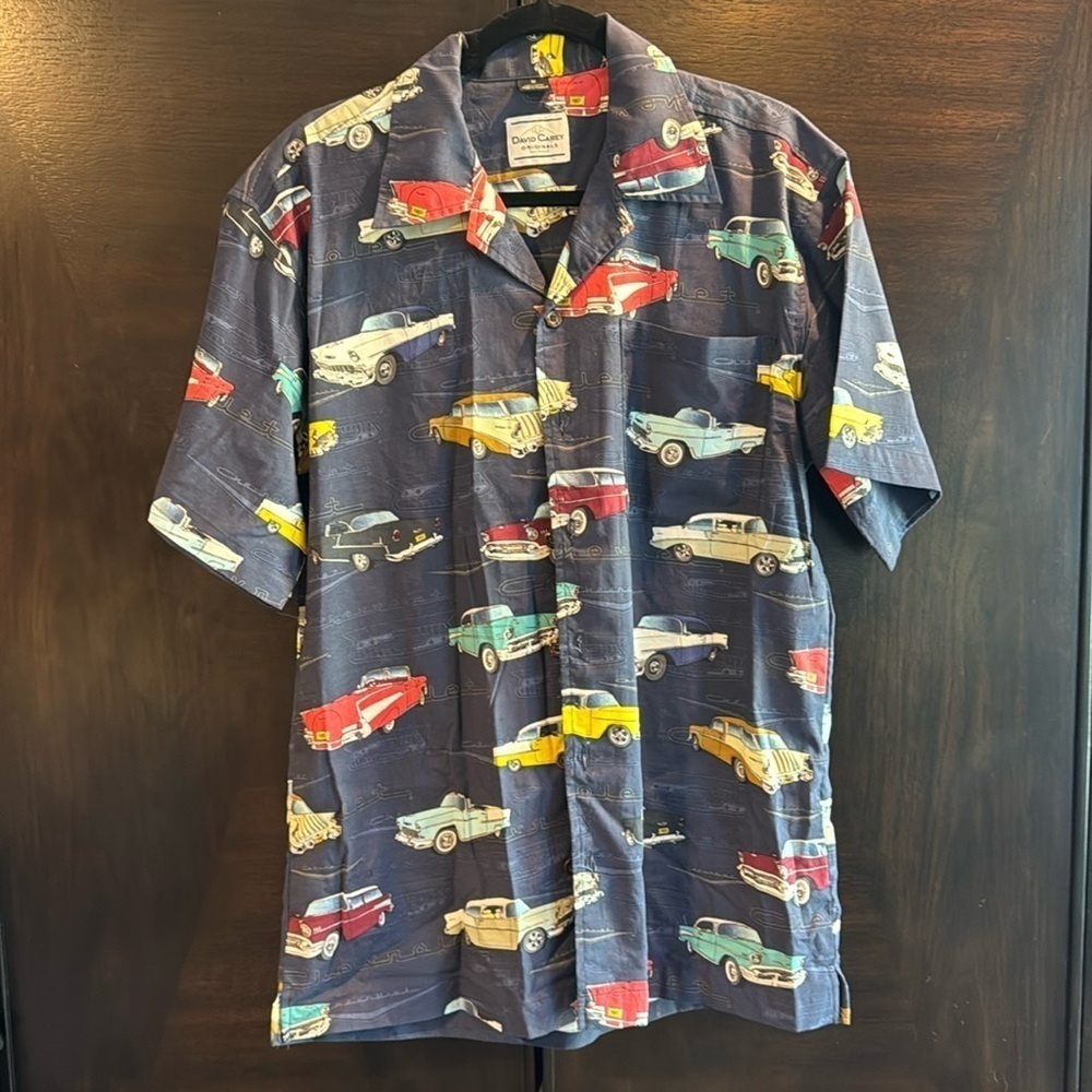 David Carey Originals Button Up Camp Shirt Size Medium Chevrolet Classic Cars GM